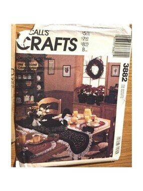 VTG Sew Pattern McCalls 3882 Country Christmas Kitchen Apron Placemat Runner U/C
